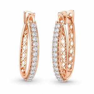 Pendientes de Diamantes Roy Diamond Chapados en Oro Rosa para Mujer, Lujosos, con Engaste Geométrico, Corte Brillante, Certificados por IGI, para Uso Diario - Product Image 1