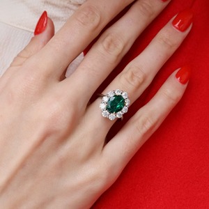 2.50CT Green Oval Cut Lab Grown Diamond Ring Oval Cut Halo Ring Unique Design Wedding Ring Classic Look Anniversery Gift - Product Image 4