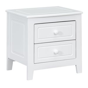 Mid Century Retro 2-Drawer Nightstand for Bedroom Classic Design <b>White</b> <b>Bedside</b> Table - Product Image 3