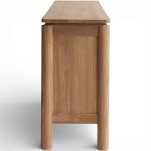 Aparador Moderno Japandi de Madera de Teca Natural, Mueble Buffet de Madera Maciza con Puertas Tambour de Listones, Almacenamiento de Lujo para Sala de Estar Estilo Rústico - Product Image 4