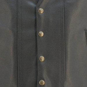 Gilet en cuir pour motard de qualité supérieure avec fermeture à pression sur le devant et détails de lacets latéraux - Product Image 6