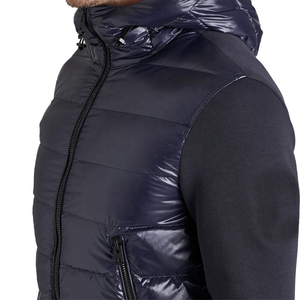 Veste matelassée à capuche pour homme, bleu marine, manches longues, rembourrage en fibre de polyester, respirante, coupe-vent, style streetwear, fermeture frontale - Product Image 5