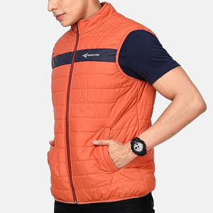 DAIZEN STAR Men's Black Stand Collar Puffer Vest Zipper Closure Solid Color Windproof Casual Winter Outerwear 100% Polyester - Product Image 2