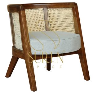 Silla de Madera de Diseño Moderno con Lona y Cuero, Cómoda para Hotel, Restaurante, Sala de Estar, Dormitorio y Vestíbulo - Product Image 1