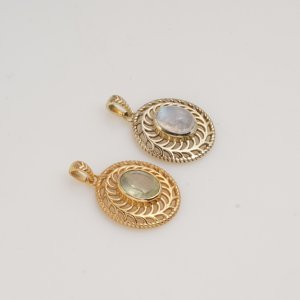 Rainbow Moonstone Sun Pendant Gold Tone Gemstone <b>Necklace</b> Celestial Jewelry Boho <b>Statement</b> Gift for Women Her - Product Image 3