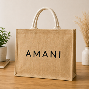 กระเป๋าช้อปปิ้งผ้ากระสอบขนาดใหญ่ Amani ทนทาน พร้อมพิมพ์โลโก้ด้วยผ้าไหม มีหูหิ้วสะพายไหล่ ความจุเยอะ เหมาะสำหรับใช้ในชีวิตประจำวัน - Product Image 5