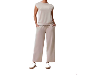 Survêtement à capuche brodé avec logo personnalisé pour femme, ensemble blanc et bleu marine, coupe ample, décontracté, couleur unie - Product Image 2