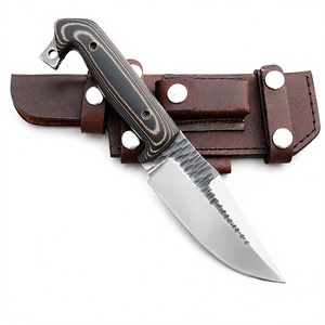 Couteau de chasse forgé à la main avec lame en acier D2, bord dentelé, épaisseur 0,5 mm, étui en cuir personnalisé, pointe tombante - Product Image 4