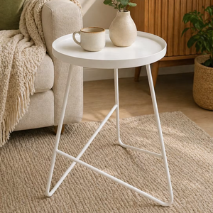 Table d'appoint ronde rouge moderne, table d'appoint en métal, table basse, table à thé pour salon, meuble de chevet, table de salon portable - Product Image 3