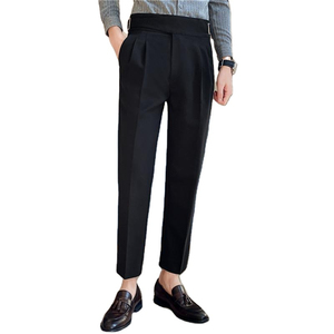 Pantalones de Vestir Formales Plisados de Cintura Alta para Hombre, Corte Regular, Color Negro, Pantalones de Alta Calidad para Hombre a Precio Económico, OEM Personalizado - Product Image 1