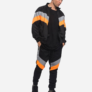 Chándal Deportivo para Hombre, Color Negro, con Bloques de Color, Ecológico, de Poliéster/Algodón, Manga Larga, con Capucha, Pantalones Deportivos con Bolsillos Laterales, Elástico, para Invierno - Product Image 2