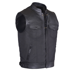 Gilet en cuir véritable pour homme de qualité supérieure, vêtement d'extérieur chaud et imperméable pour l'automne et l'hiver, design sans manches, style moto et motard - Product Image 1