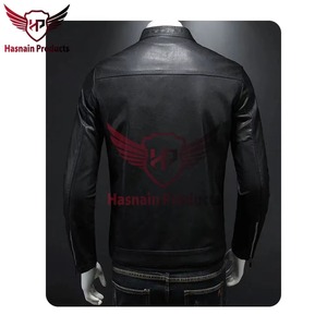 Chaqueta de Cuero Genuino Negra para Hombre, Ajustada, Estilo Motero, Cafe Racer, de Piel de Vacuno, con Hombros Acanalados, Clásica, Personalizada, para Invierno - Product Image 2