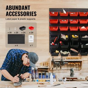 Wall Mounted 48-<b>Bin</b> Parts Rack Organizer <b>Plastic</b> Garage Shop Tool Organizer with Nuts Bolt for Tool <b>Storage</b> in Home or Office - Product Image 5