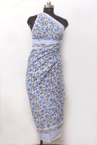 Pareo de Algodón Estampado a Mano para Mujer |   Pareo de Playa Floral Hecho a Mano |   Pario de estilo tradicional indio. - Product Image 2
