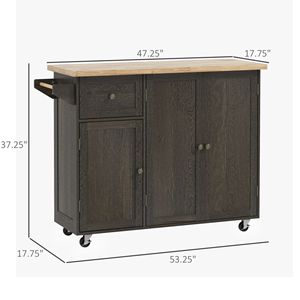Carrello da Cucina Moderno su Ruote con Tre Armadietti, Ripiano Regolabile, Design Impilabile in Legno di Quercia Ecologico e MDF - Product Image 3