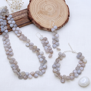 Best Quality 925 Sterling Silver Natural Grey Moonstone Gemstone Bohemian Necklace Earrings Bracelet IGI Anniversary <b>Gift</b> - Product Image 5