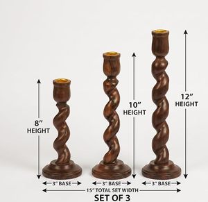 Support de bougie en bois torsadé artisanal, design rustique en spirale, rond, décoration d'intérieur, porte-lumière de Noël - Product Image 3