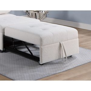Divano Letto Convertibile Contemporaneo 1 Pezzo in Tessuto Sherpa Bianco con Seduta Trapuntata in Peluche, Poltrona Letto e Cuscino Inclusi - Product Image 5