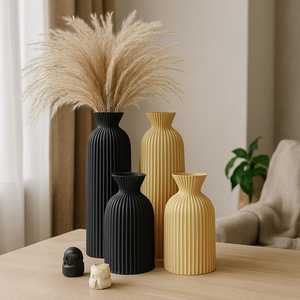 Elegant Black Ceramic Vase - Boho Chic Decorative Centerpiece Ceramic Vase Luxury Home Decorative Big Flower Ceramic Vase By UO - Product Image 4