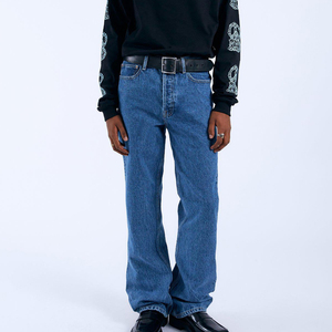 Pantalones Vaqueros Holgados Personalizados para Hombre, Cintura Alta, Pierna Recta, Denim Lavado a la Piedra, Transpirables, Estilo Cargo Urbano - Product Image 2