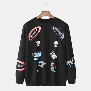 เสื้อสเวตเชิ้ตคอกลมโอเวอร์ไซส์แบบยูนิเซ็กซ์ พิมพ์ลายการ์ตูนวาดมือ ผ้าฝ้ายถัก สวมใส่สบายๆ สำหรับฤดูใบไม้ร่วง - Product Image 4