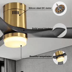 Ventilatore da Soffitto LED a Basso Profilo da 52 Pollici con Telecomando, 3 Pale in Legno Massello per Uso Interno ed Esterno - Product Image 3