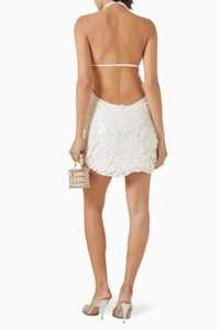 White <b>Halter</b> Neck Mini Beach Wedding <b>Dress</b> Eco-Friendly Spandex/Polyester Slim Fit Sleeveless Front Logo <b>Summer</b> Party - Product Image 3