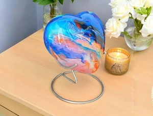 <b>Tie</b> Dye Baby & Pet Cremation Urn for Human Ashes Eco-Friendly Durable Aluminum Urn with Cross Heart Design - Product Image 2