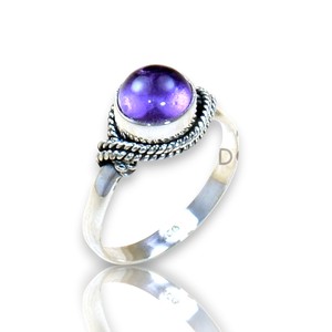 Modern New Arrival 925 <b>Sterling</b> <b>Silver</b> Bezel <b>Settings</b> Round Shape Cut Amethyst Gemstone <b>Rings</b> For Women Wear Jewelry Wholesale - Product Image 1