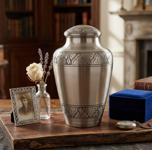 Handcrafted Brass and Speckled Bronze <b>Memorial</b> Urn for Human Ashes – Elegant Decorative Funeral Cremation Urn - Product Image 5
