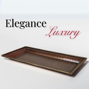 Plateau de service rectangulaire en cuivre poli, design classique, qualité alimentaire, non toxique, écologique, sans BPA, idéal pour les cadeaux - Product Image 2
