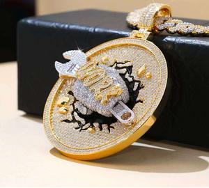 Pendentif Hip Hop en Or Blanc 10K/14K avec Diamants de Laboratoire CVD, Logo Personnalisé, Certifié IGI, Bijoux Streetwear - Product Image 2