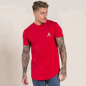 T-shirt rouge pour homme à manches courtes, col rond, coupe classique, en jersey de coton, vêtement décontracté, impression de logo sur le devant - Product Image 6