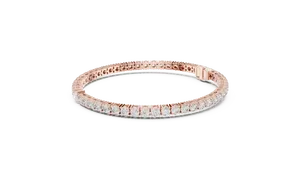 เครื่องประดับผู้หญิง สร้อยข้อมือเพชรทรงกลม 5.5 กะรัต เพชรเพาะเลี้ยงทรงหยดน้ำ ประดับเพชรแบบคอลเล็ตเซ็ต สร้อยข้อมือเทนนิส ทองคำแท้ 18K พร้อมตัวล็อกแบบสายโซ่ - Product Image 5