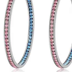 Pendientes de Aro con Cristales y Diamantes de Imitación en Rosa y Azul, Estilo Jack and Jill, Joyería de Moda para Mujer - Product Image 4