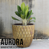 Pot Bunga Keramik Rustic Berlapis Glasir Pola Tidak Beraturan Ramah Lingkungan Pot Tanam Luar Ruangan dengan Lubang Drainase untuk Bunga dan Tanaman Hijau