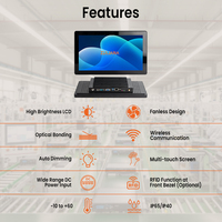 PC Panel Industri AIO 15.6" Widescreen 1920x1080 Windows 11 Intel J6412 RAM 8GB Layar Sentuh PCAP Tanpa Kipas IP65 Monitor Depan