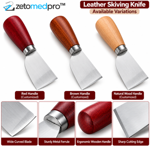 Cuchillo para Recortar Cuero DUJISO, Hoja Curva de Acero de 16.7cm, Mango de Madera Rojo Marrón, Herramienta para Recortar Cuero y Joyería ZETOMEDPRO - Product Image 6