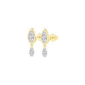 Boucles d'oreilles brillantes en or rose 9 carats avec diamants de laboratoire en forme de poire de 2,95 CTW, bijoux élégants et raffinés pour femmes - Product Image 6