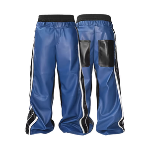 Mid Waist <b>American</b>-Style Leather Heavyweight Pants Eco-Friendly Windproof Coated Straight Leg Design Casual Style Pockets Zipper - Product Image 2
