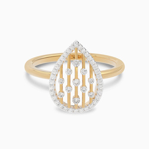 Women's Yellow <b>Gold</b> Diamond <b>Cocktail</b> <b>Ring</b> Pear Cut Luxury Water Drop Shape Engagement <b>Ring</b> - Product Image 1