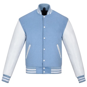 Custom Logo Classic Embroidery Custom Color <b>Light</b> Blue Varsity <b>Jacket</b> College Baseball Letterman Winter <b>Jacket</b> for <b>Men</b> - Product Image 1