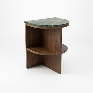 Mesa Auxiliar Moderna para Dormitorio y Sala de Estar, Fabricada en Vietnam, Madera de Caucho Ecológica, Chapa de MDF, Tapa de Mármol, 1 Año de Garantía - Product Image 4