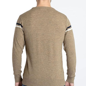 Pull en tricot uni pour homme, manches régulières, col à un bouton, vêtements décontractés d'automne - Product Image 4