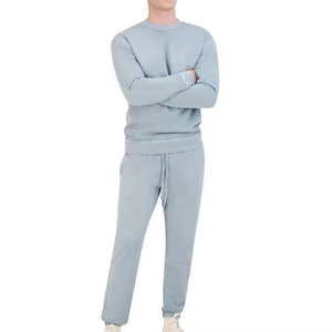 Ensemble de survêtement imprimé personnalisé avec patchs, comprenant un sweat à capuche zippé vintage et un pantalon de jogging, effet délavé à l'acide, pour homme - Product Image 1