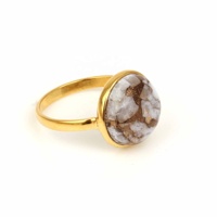 2025 personnalisé exporté 925 argent Fine bague 12mm blanc Calcite cuivre femmes éternité Vermeil naturel pierres précieuses bijoux avec cadeau
