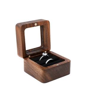 Caja de Anillos de Madera Hecha a Mano de Lujo, Caja de Joyería Hexagonal con Nombre y Fecha Grabados Personalizados para Regalo de Compromiso, Boda, Aniversario - Product Image 5