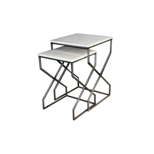 Luxury Modern Nesting Side <b>Table</b> Set with Marble Look Top Metal Frame <b>End</b> <b>Tables</b> for Living Room Bedroom Home Decor Elegant - Product Image 2