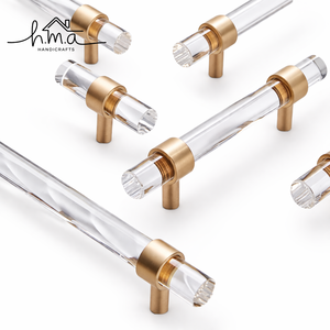 Modern Minimalist Brass Furniture Handles Transparent Acrylic Silver Gold <b>Dresser</b> Drawer Kitchen Cabinet <b>Knobs</b> Bedroom - Product Image 1